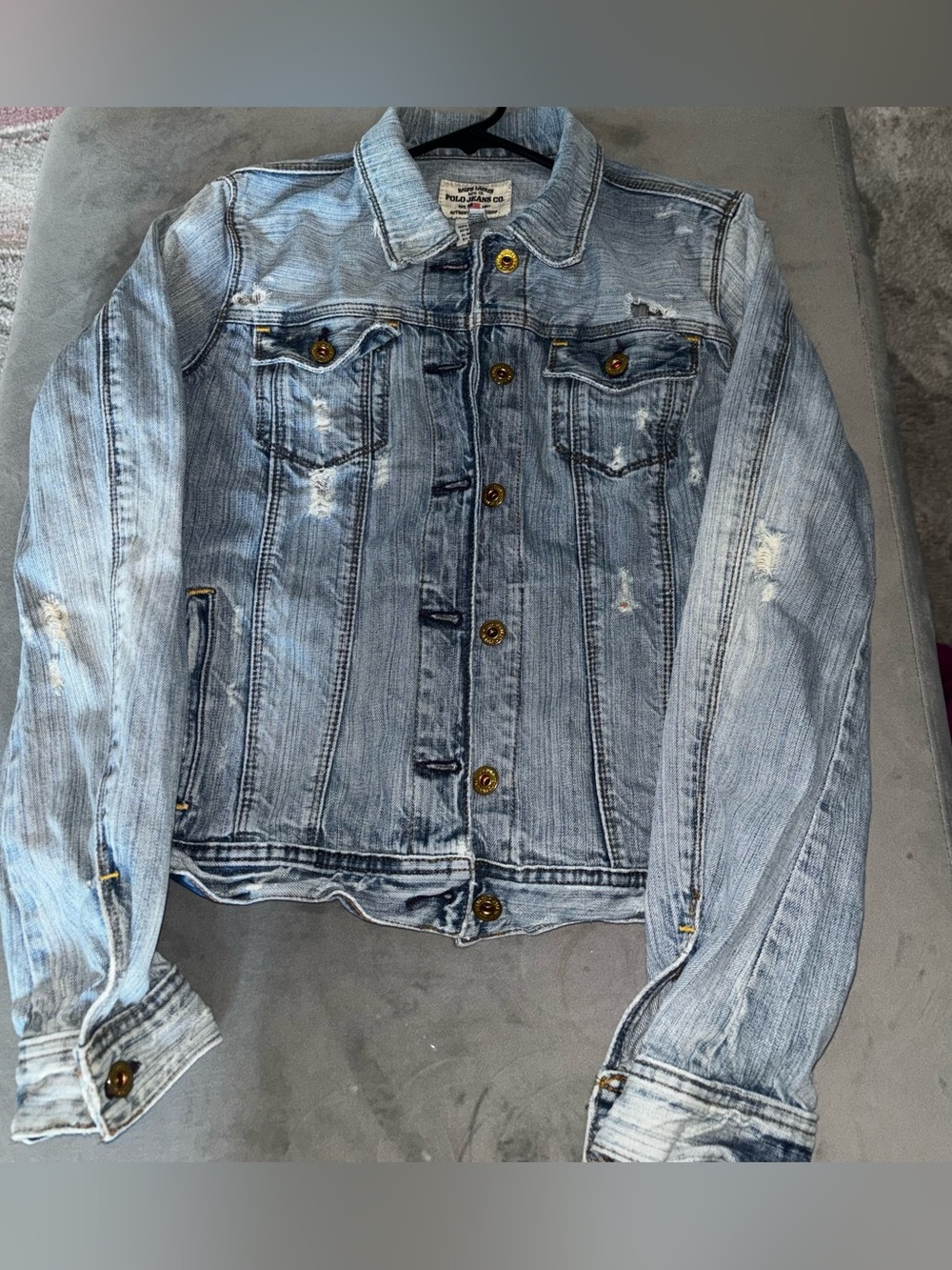Polo Light Blue Distressed Denim Jacket -